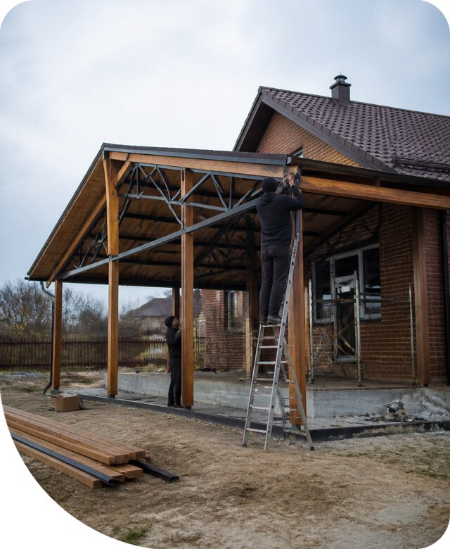 Пристройка навеса к дому и участку в Краснокаменске под ключ
