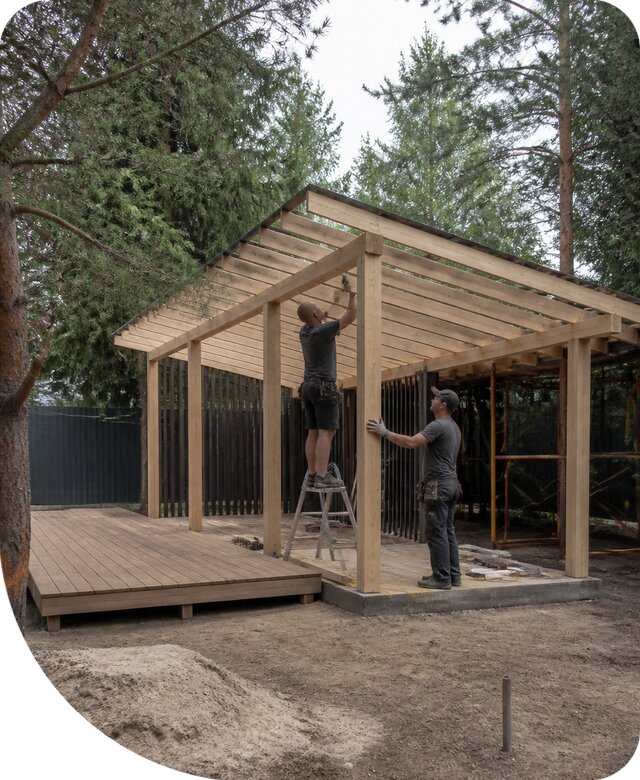 Строительство беседки с террасой для дачи в Краснокаменске под ключ